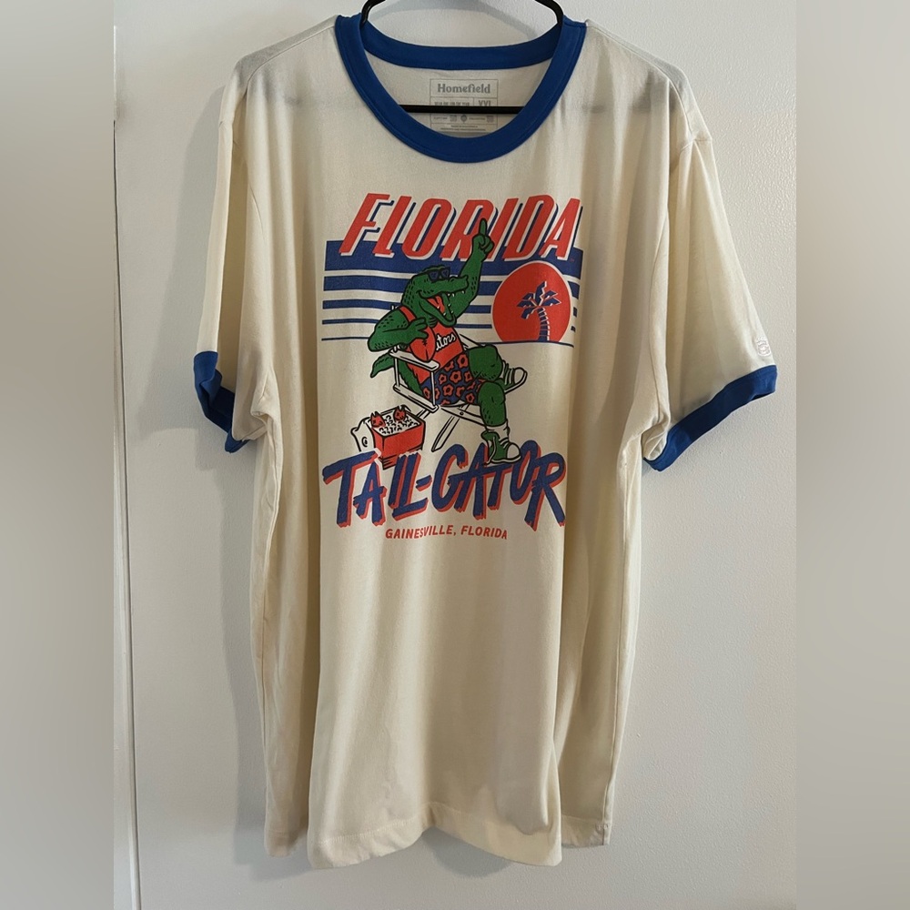 Unisex UF Florida Gator Tail-Gator Cream and Blue Shirt